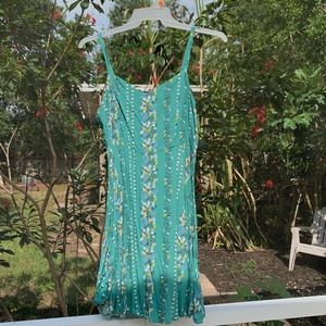 Old Navy Fit & Flare Cami Dress Green Floral